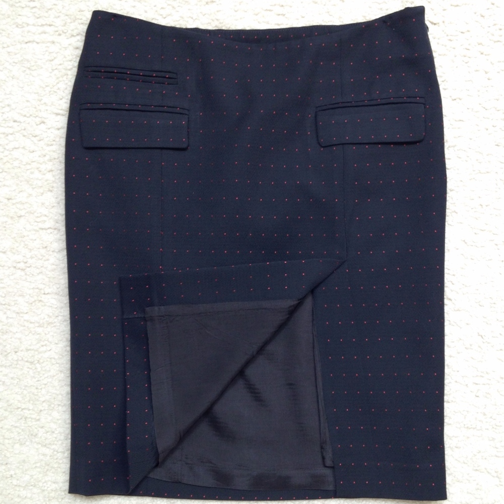 French Connection Black Skirt w Red Dots